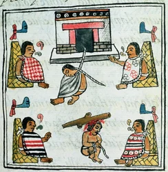 Ms. Palat. 218-220 Buch IX Urteil und Bestrafung im Aztekenreich, aus dem 